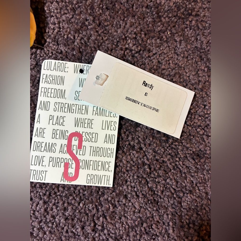 LuLaRoe Long Sleeve Tee with Pink, Gray, and Yellow Stripes - Picture 4 of 4